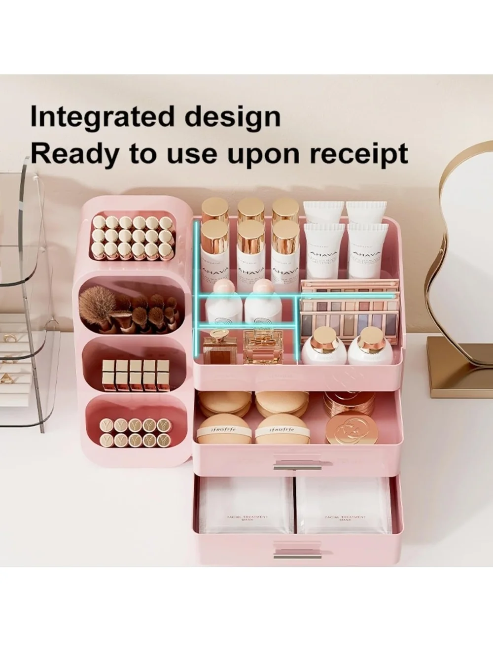 Cosmetic Organizer Storage Tower – Pink Makeup Organizer